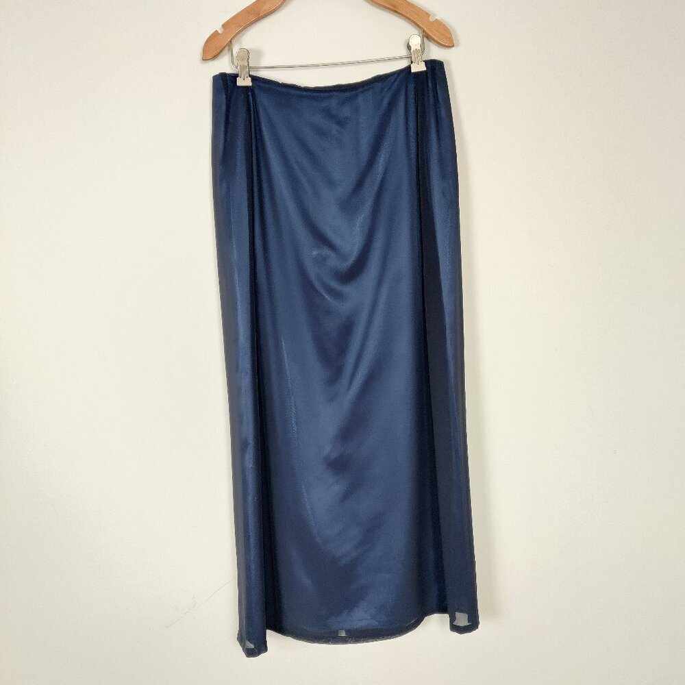French Connection Women's Skirt Size 12 Sheer Black Blue Lined Elegant Party